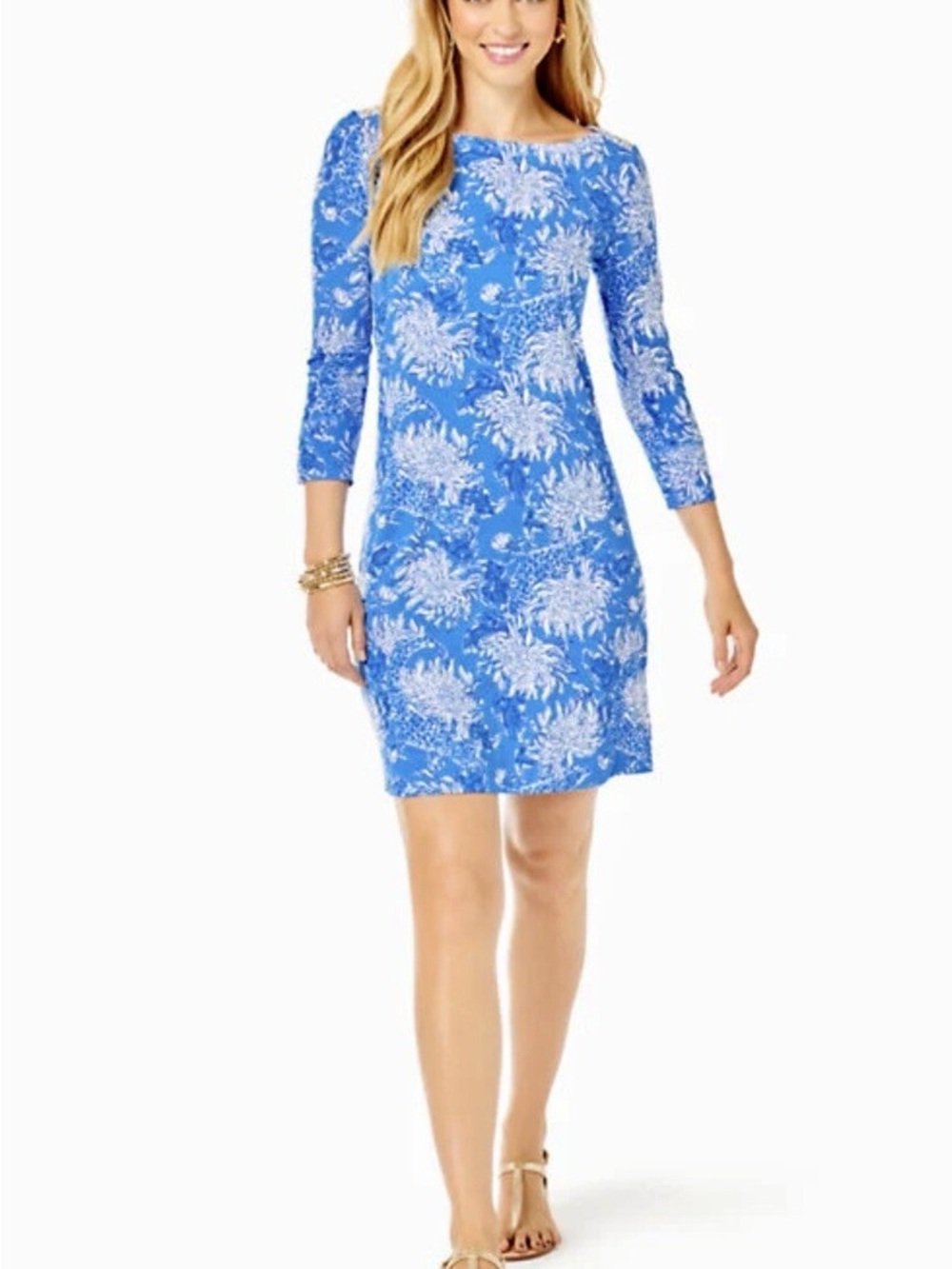 Lilly Pulitzer Sophie Shift Dress XS Blue Croc And Lock It UPF 50+ Sun Protect